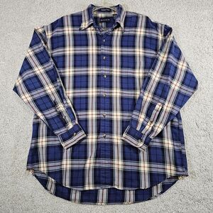 Gant Chelsea Twill Blue Plaid Long Sleeve Button‎ Down Shirt Mens L Streetwear